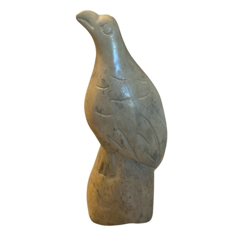 Stone Marble Hand Carved Bird on Stump Shelf Sitter Home Decor